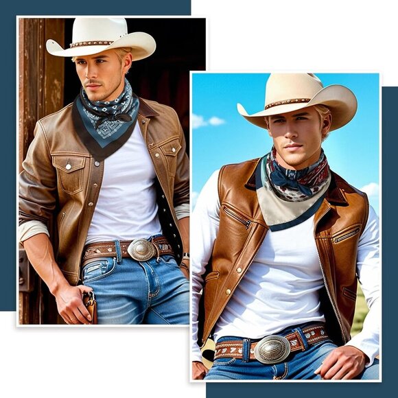 Mens Silk Feel Scarf 2 Pack, 27 Inch Neckerchief Ascot, Novelty Head Bandana Wra - Picture 6 of 6